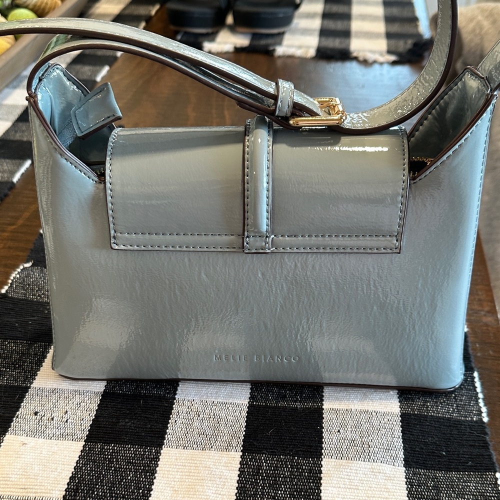 Melie Bianco Glossy Gray Shoulder Bag - Picture 2 of 7
